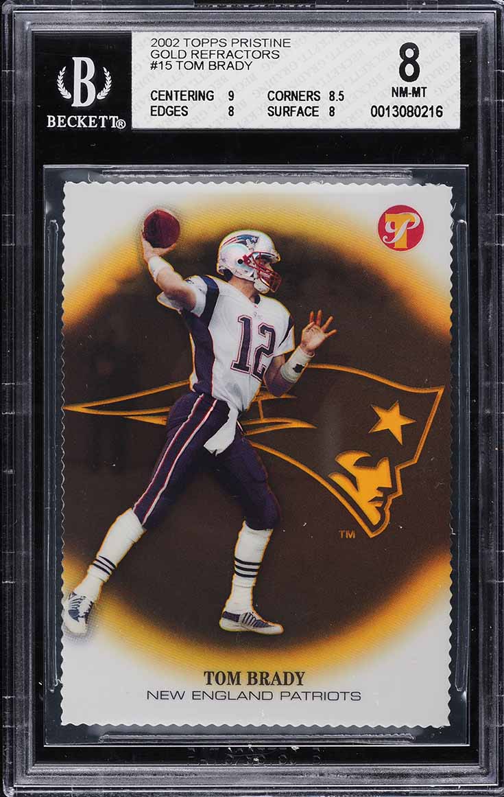 2002 Topps Pristine Gold Refractor Tom Brady /79 #15 BGS 8 NM-MT