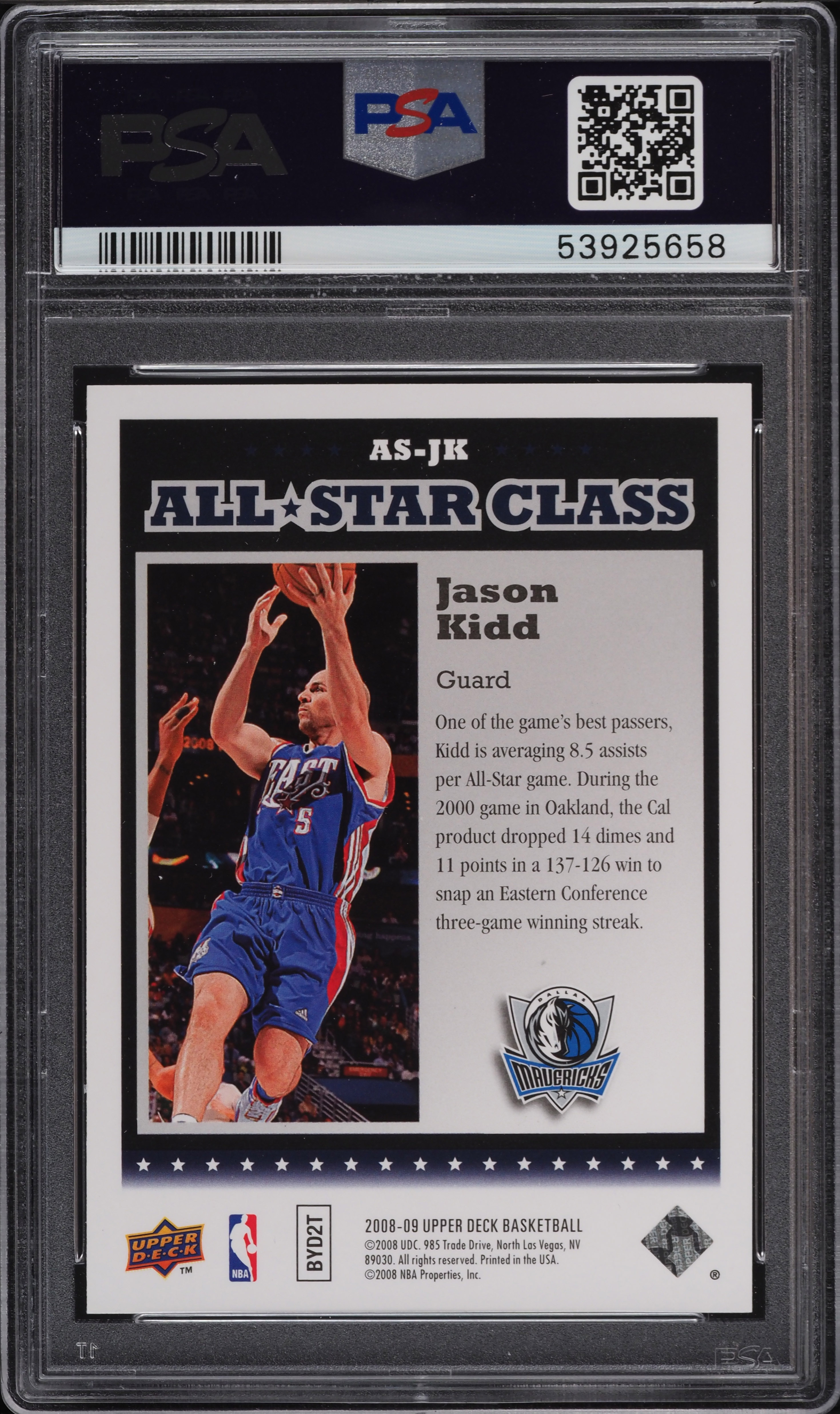 2008 Upper Deck All-Star Class Jason Kidd #AS-JK PSA 10 GEM MINT 