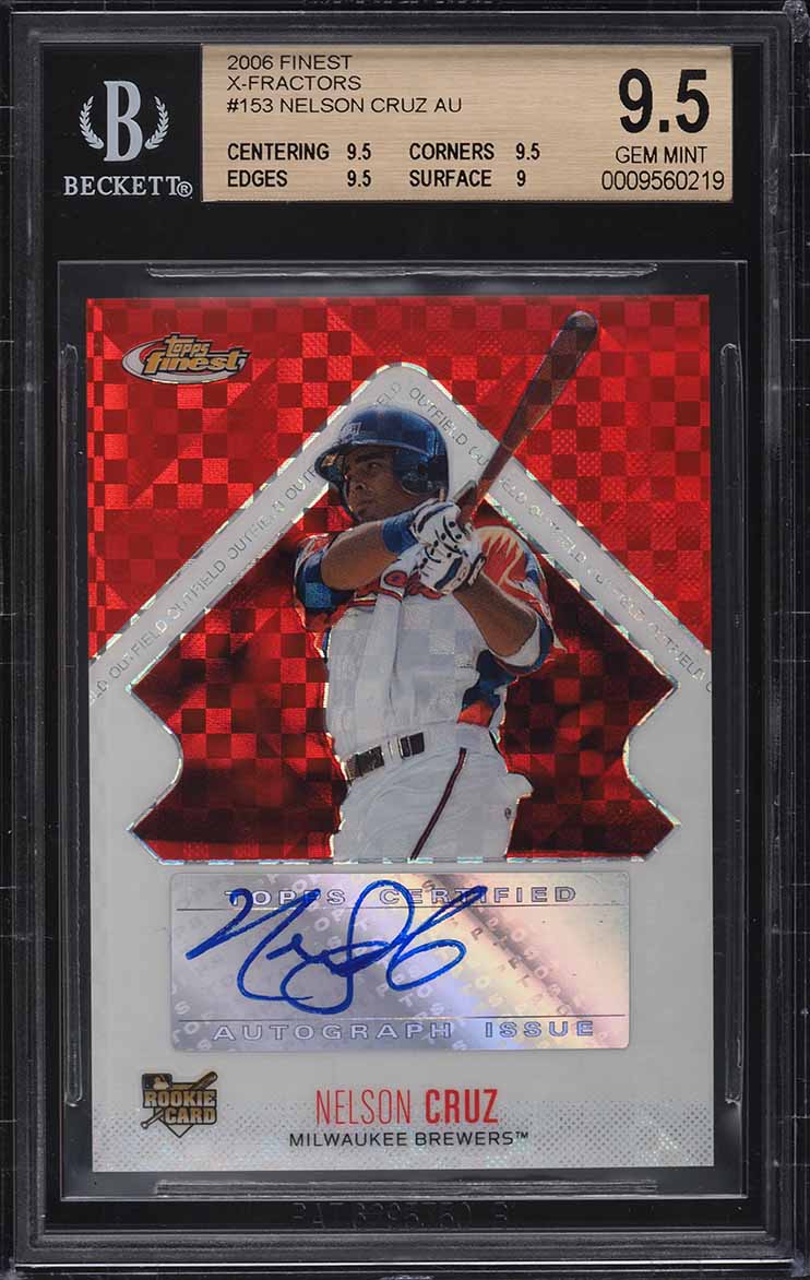 2006 Finest Xfractor Nelson Cruz ROOKIE AUTO /250 #153 BGS 9.5 GEM MINT