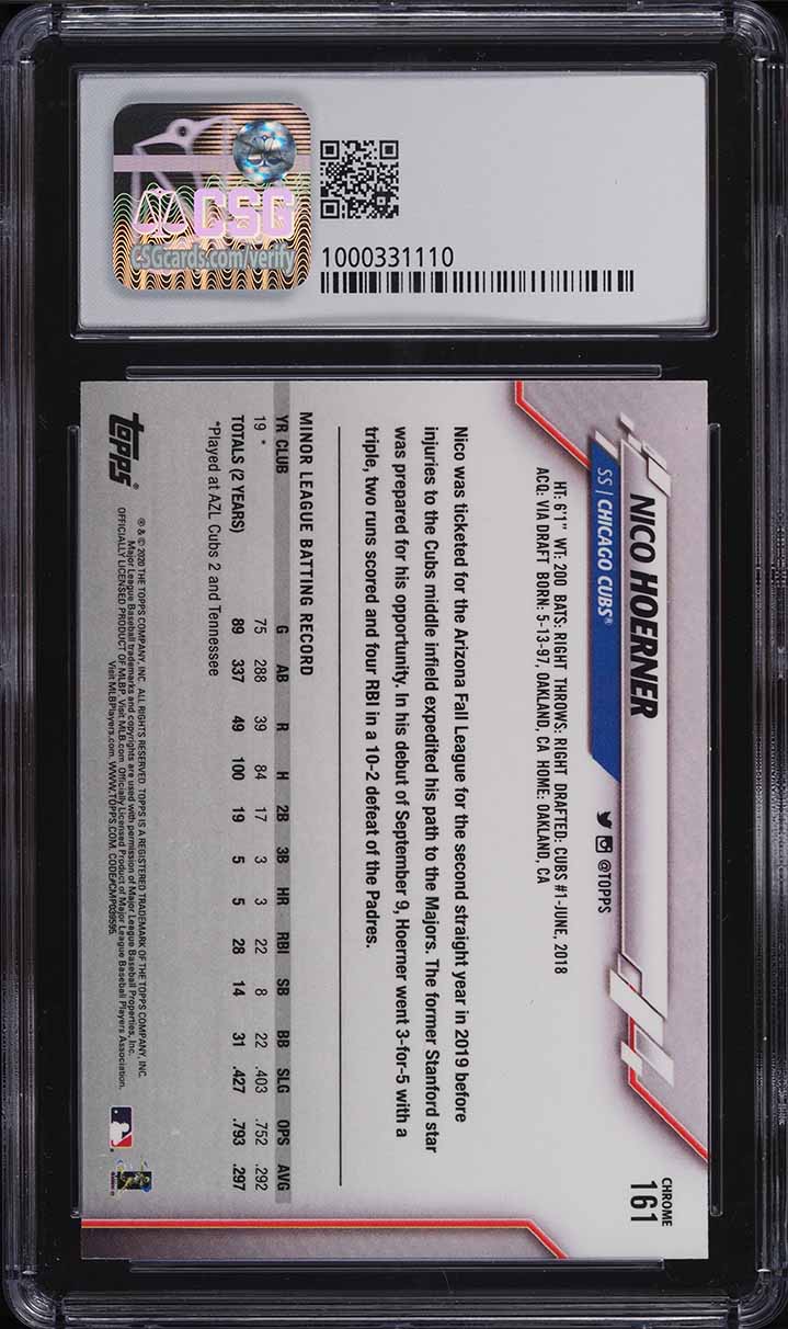 2020 Topps Chrome Nico Hoerner ROOKIE #161 CSG 9.5 GEM MINT