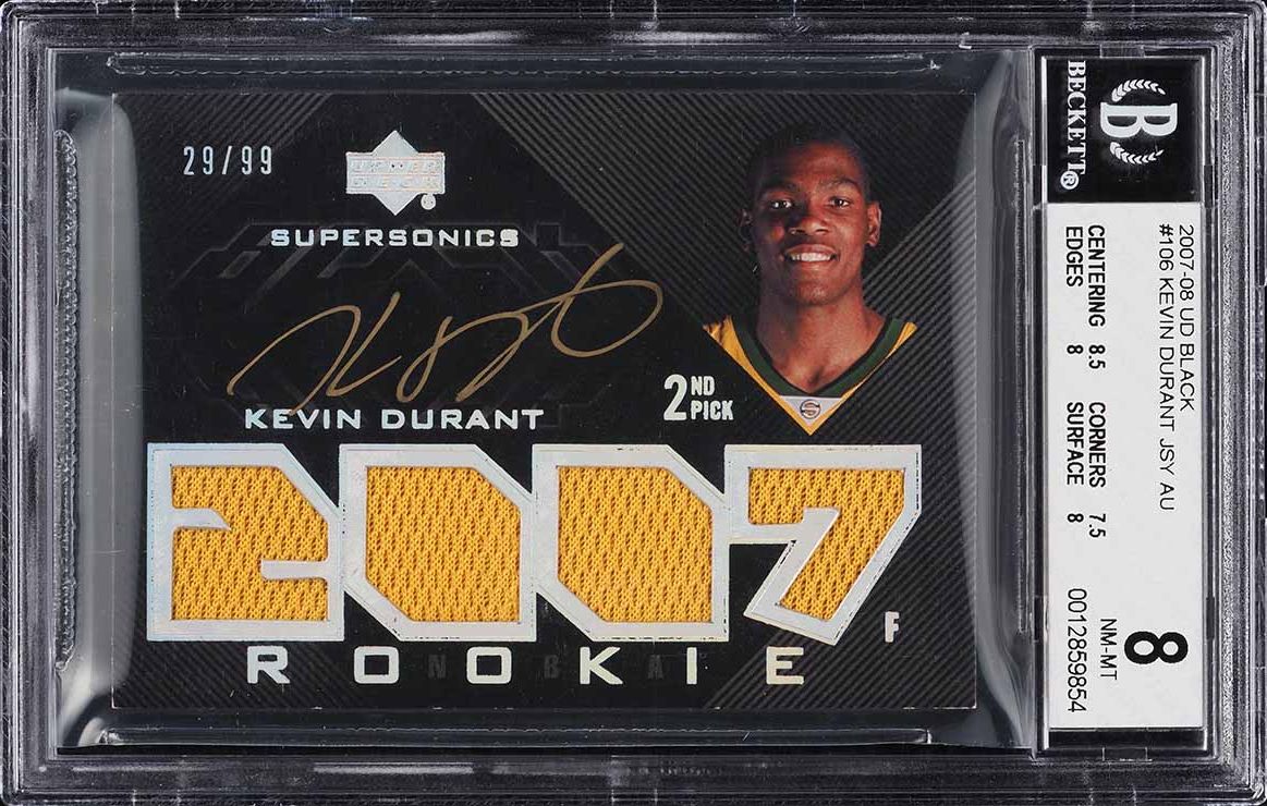 2007 Upper Deck Black Kevin Durant ROOKIE AUTO PATCH /99 #106 BGS 8 NM-MT