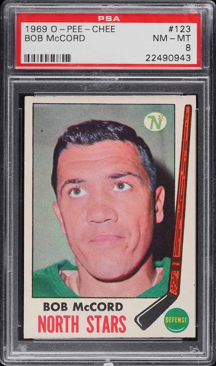 1969 O-Pee-Chee Hockey Bob McCord #123 PSA 8 NM-MT