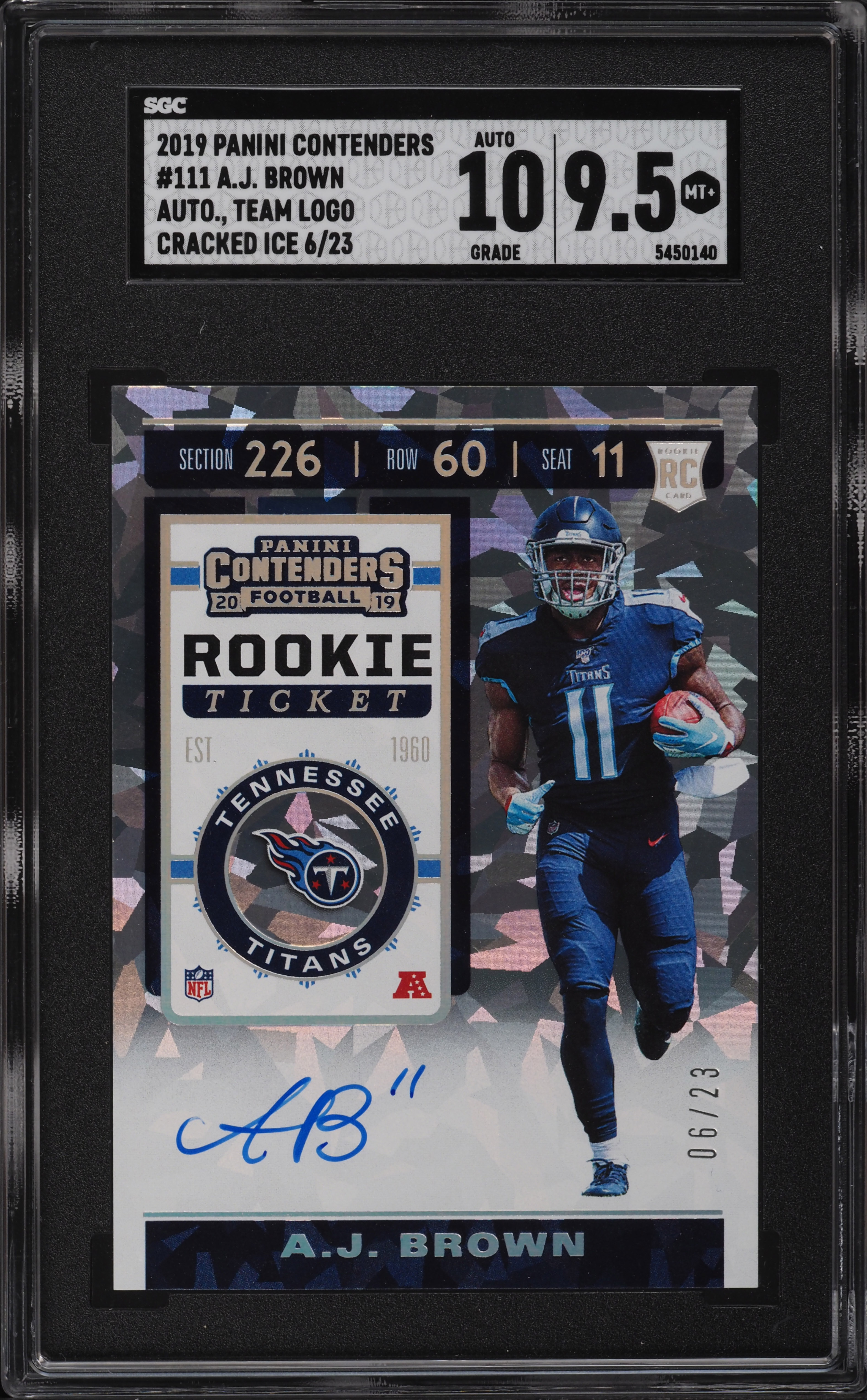 2019 Panini Contenders Cracked Ice A.J. Brown ROOKIE RC AUTO /23
