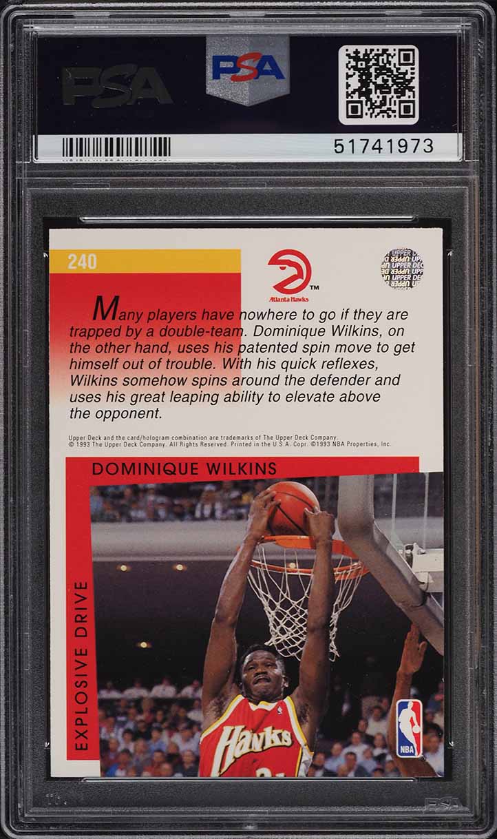 1993 Upper Deck Basketball Dominique Wilkins #240 PSA 10 GEM MINT