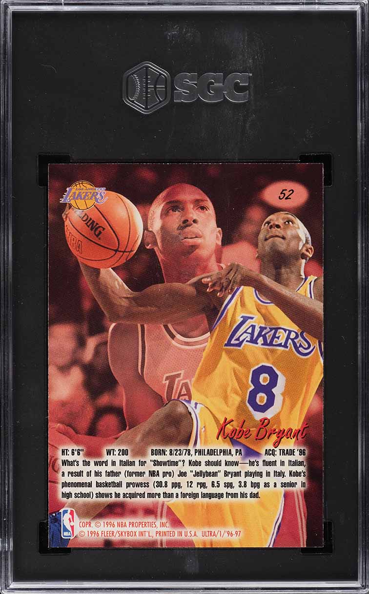 1996 Ultra Basketball Kobe Bryant ROOKIE #52 SGC 9.5 MINT+