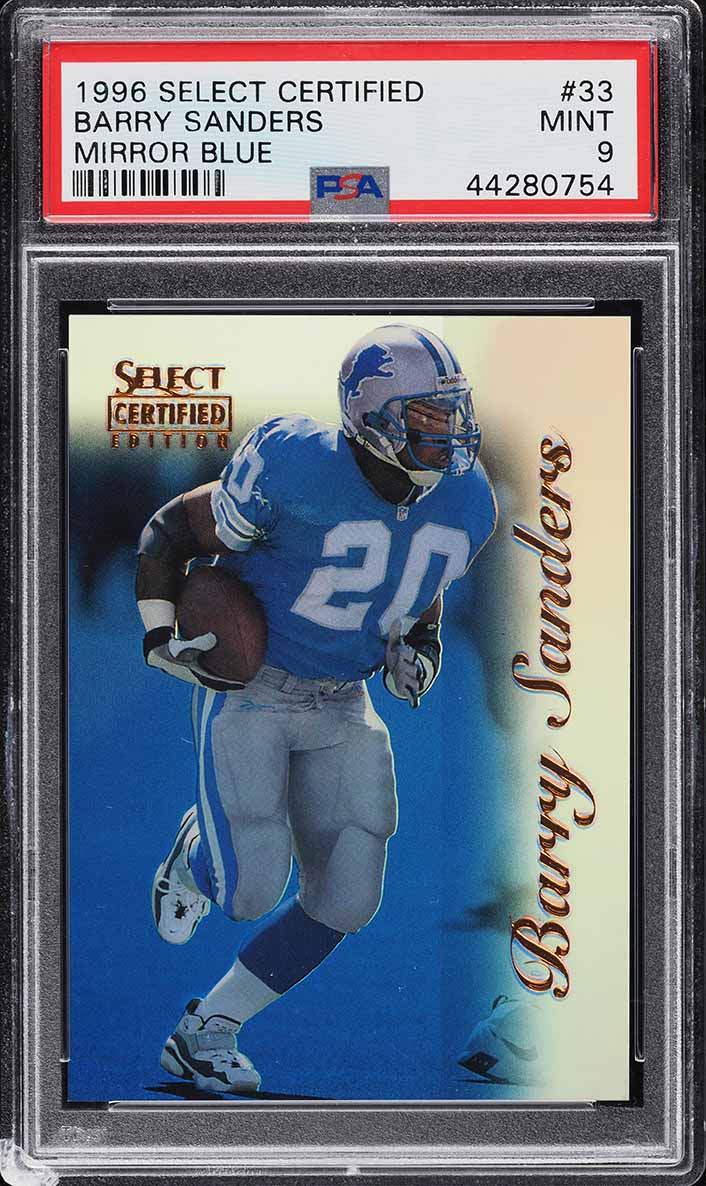 1996 Select Certified Mirror Blue Barry Sanders /45 #33 PSA 9 MINT