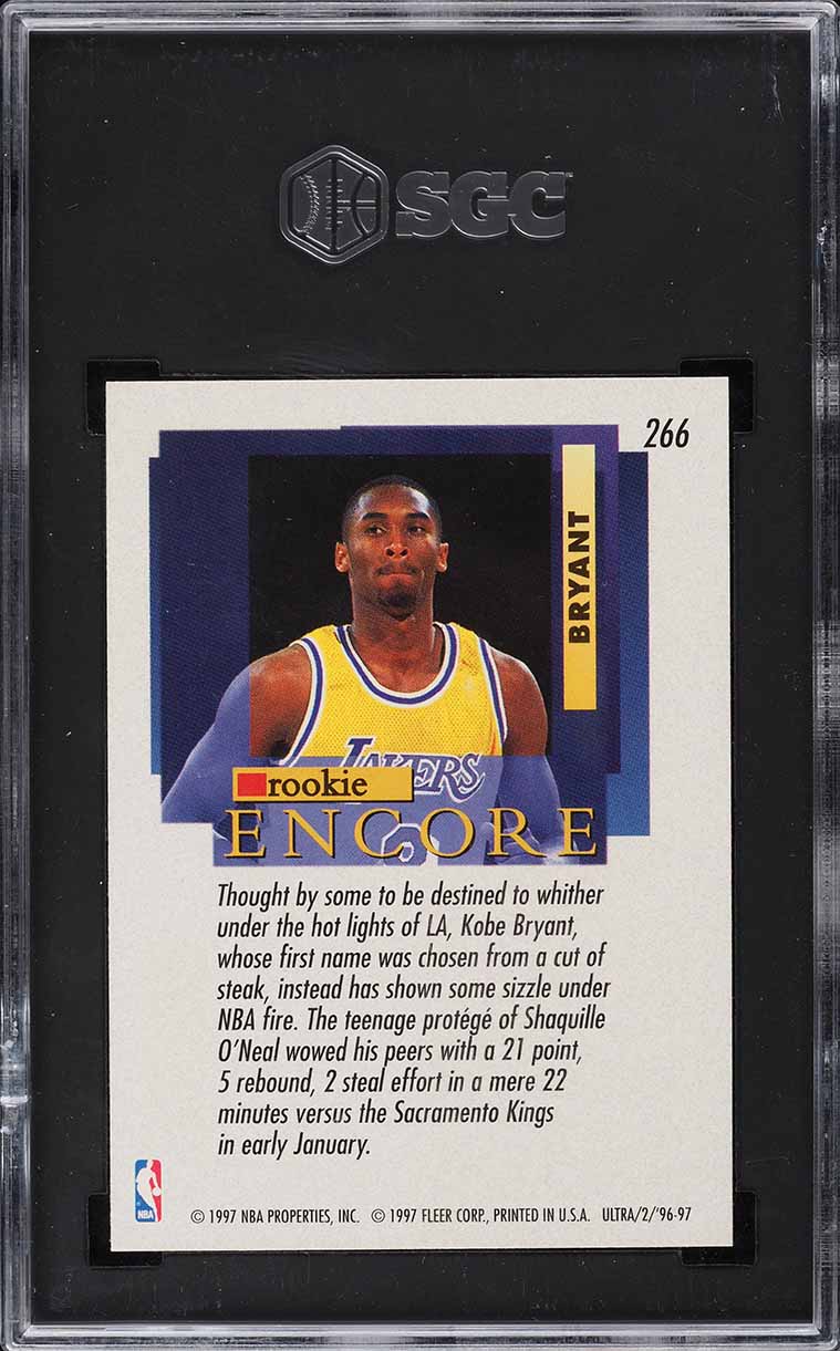 1996 Ultra Rookie Encore Kobe Bryant ROOKIE #266 SGC 9.5 MINT+