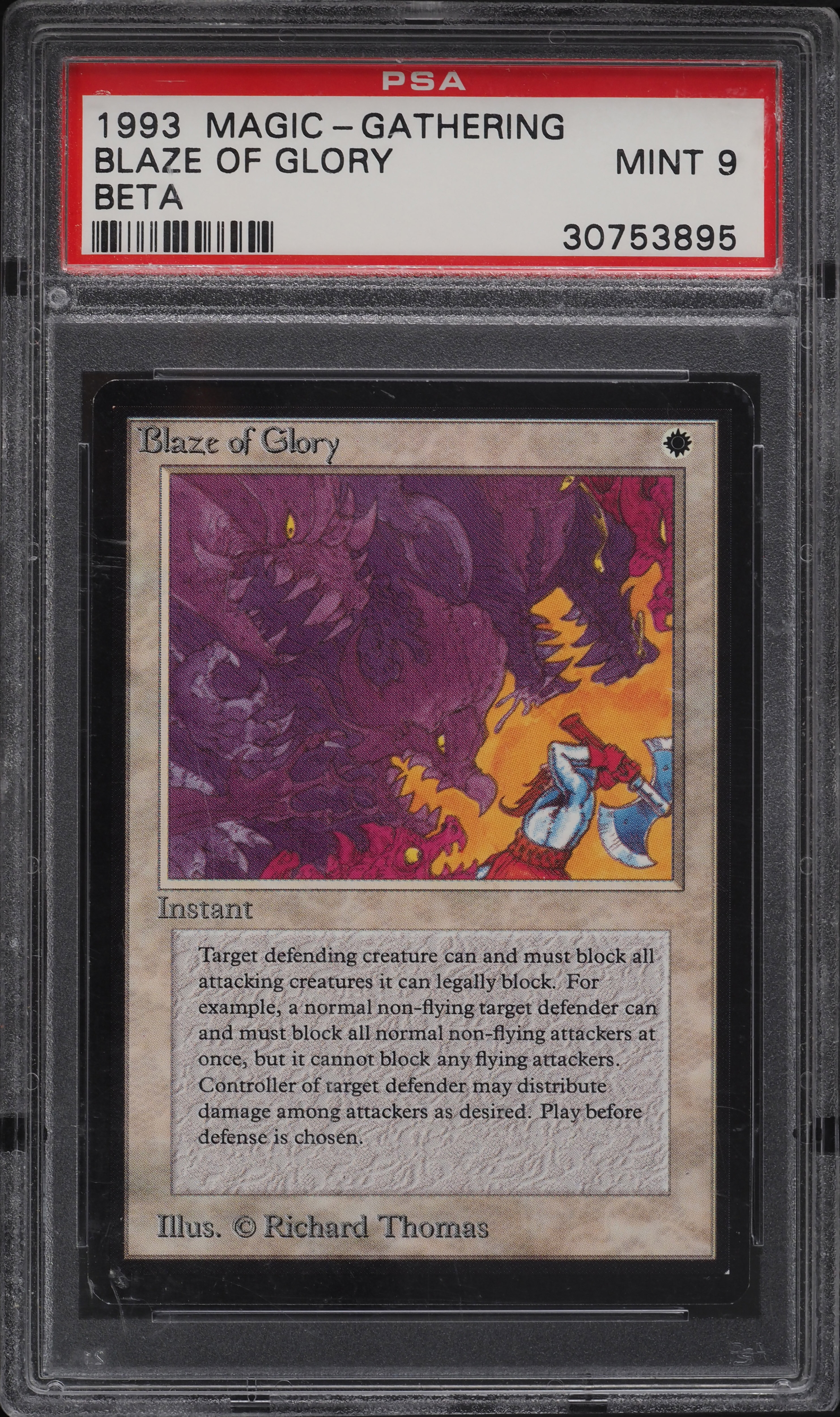 1993 Magic The Gathering MTG Beta Blaze Of Glory PSA 9 MINT on