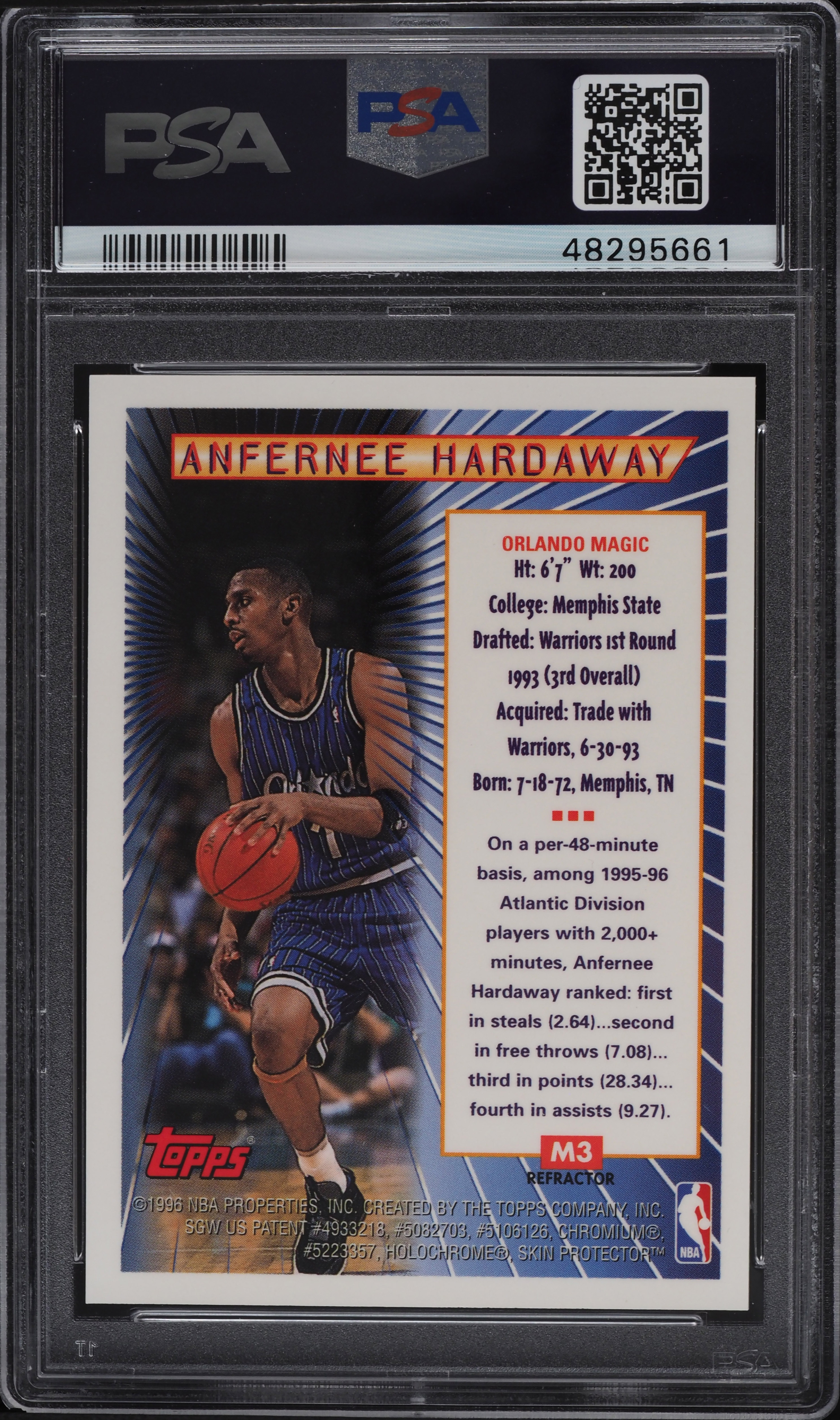 1996 Topps Mystery Finest Bordered Refractor Anfernee Hardaway #M3 