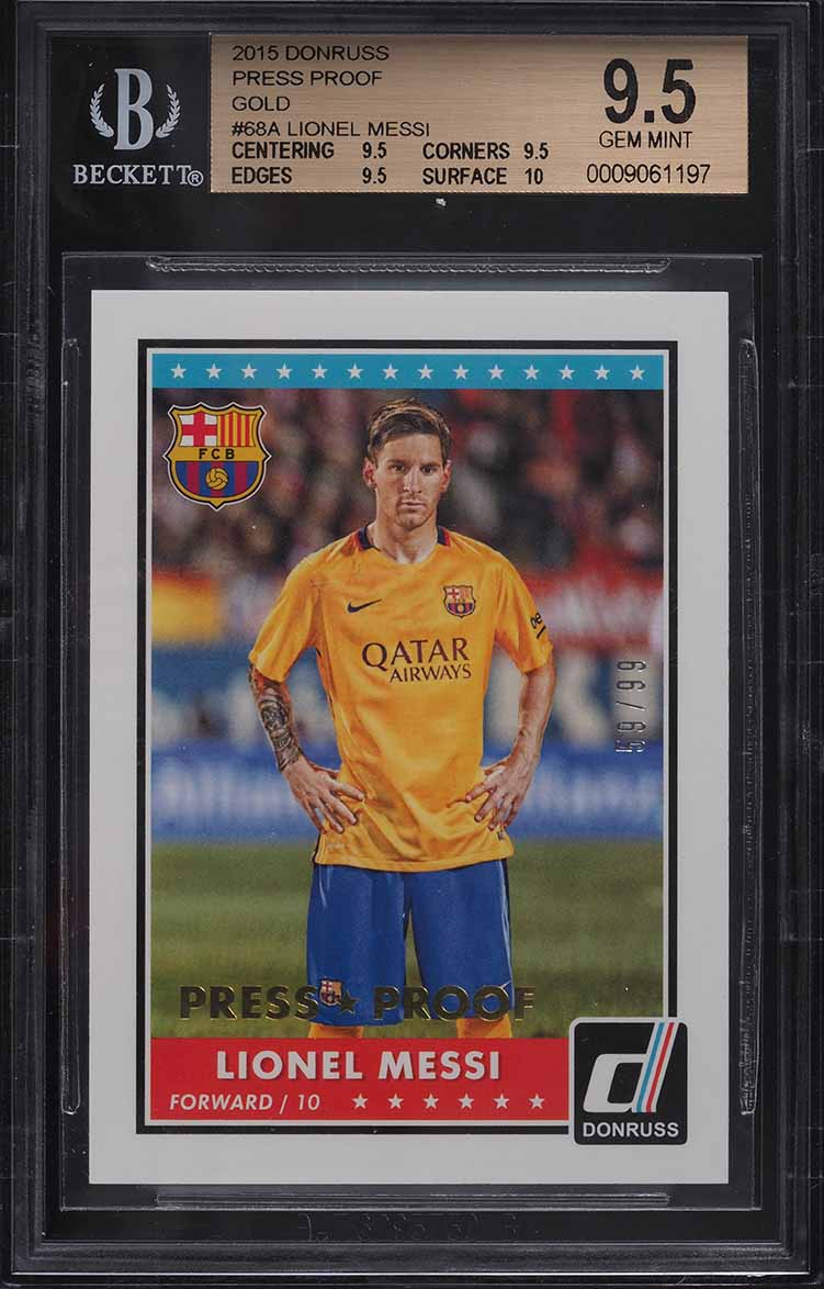 2015 Donruss Press Proof Gold Lionel Messi /99 #68A BGS 9.5 GEM
