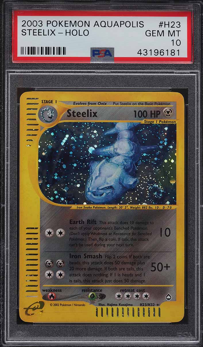2003 Pokemon Aquapolis Holo Steelix #H23 PSA 10 GEM MINT