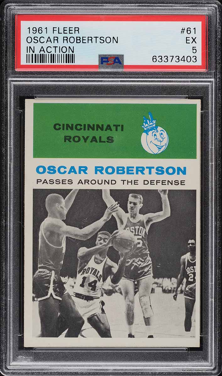 1961 Fleer Basketball Oscar Robertson ROOKIE, IN ACTION #61 PSA 5 EX