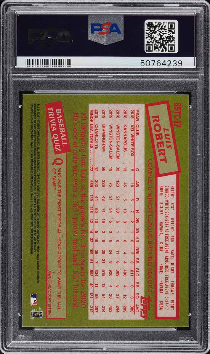 2020 Topps Chrome '85 Luis Robert ROOKIE #85TC-17 PSA 10 GEM MINT