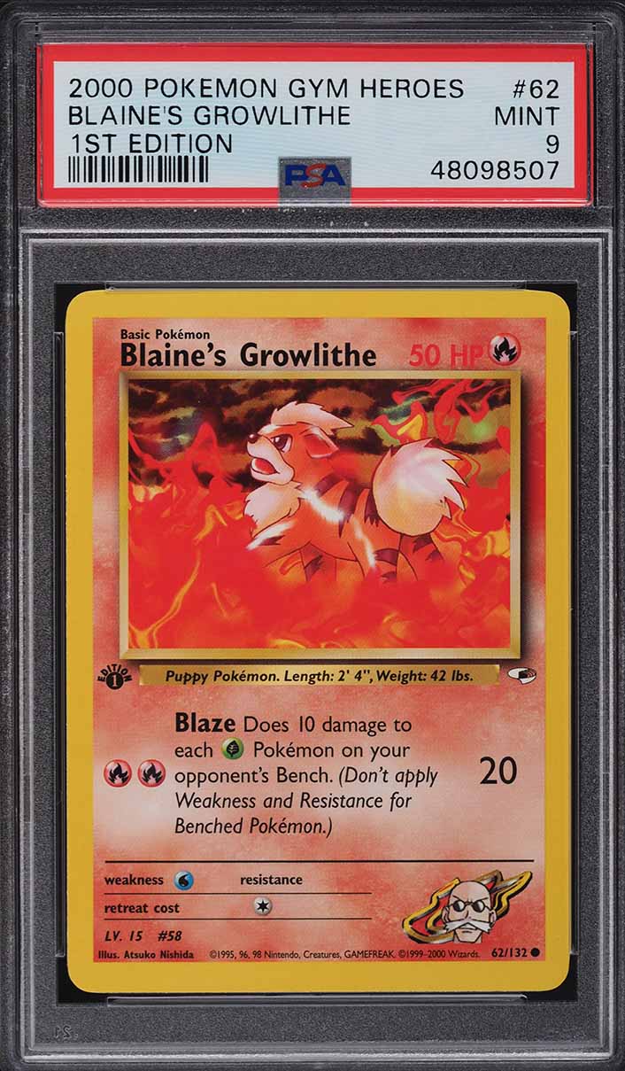 blaine's growlithe pokemon card value Blaine's Growlithe (62)
