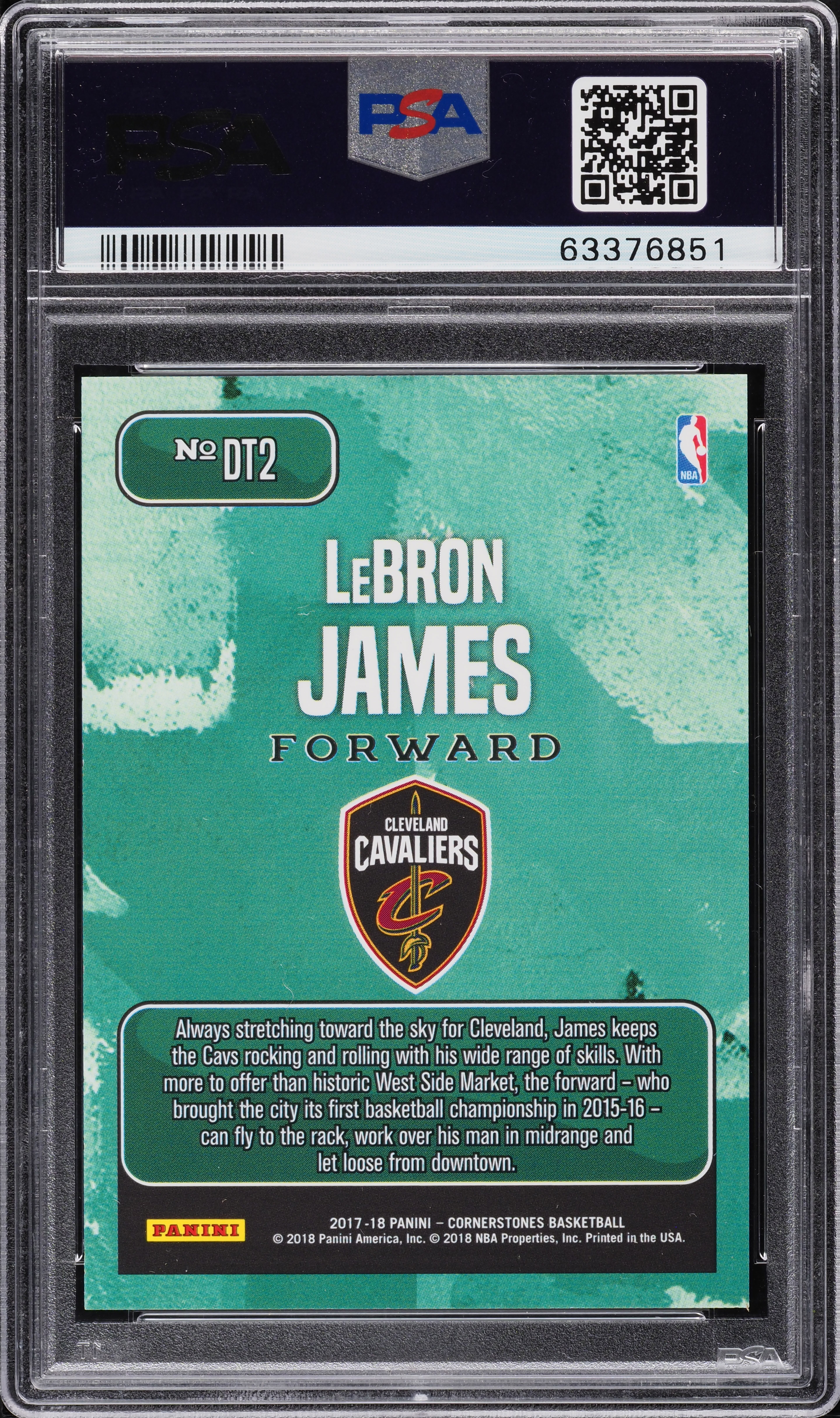 2017 Panini Cornerstones Downtown LeBron James #DT2 PSA 10 GEM