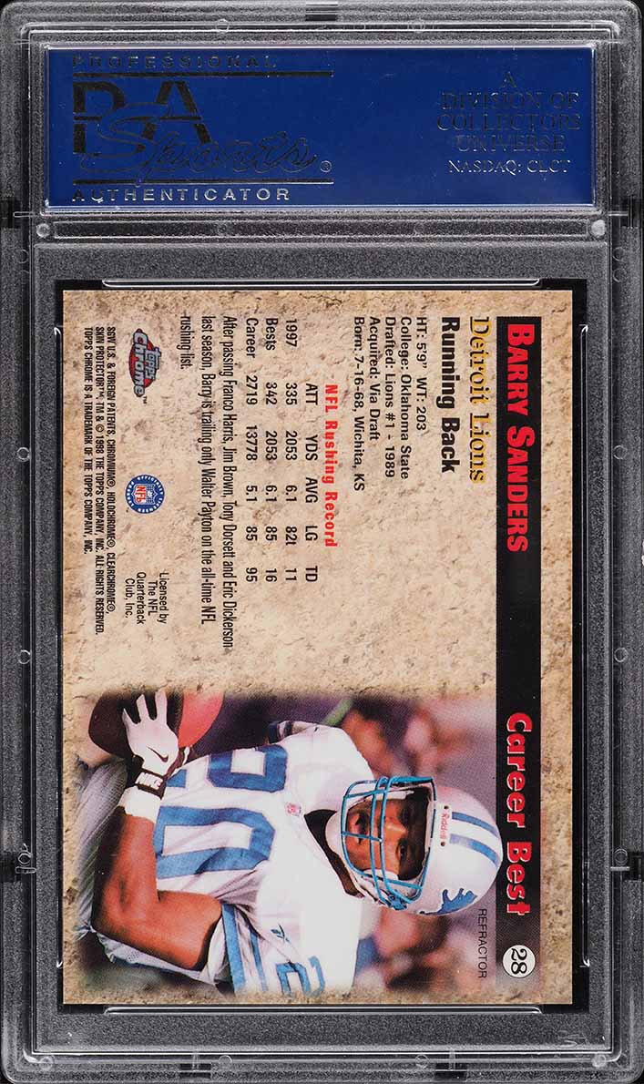1998 Topps Chrome Season's Best Refractor Barry Sanders #28 PSA 10 GEM MINT