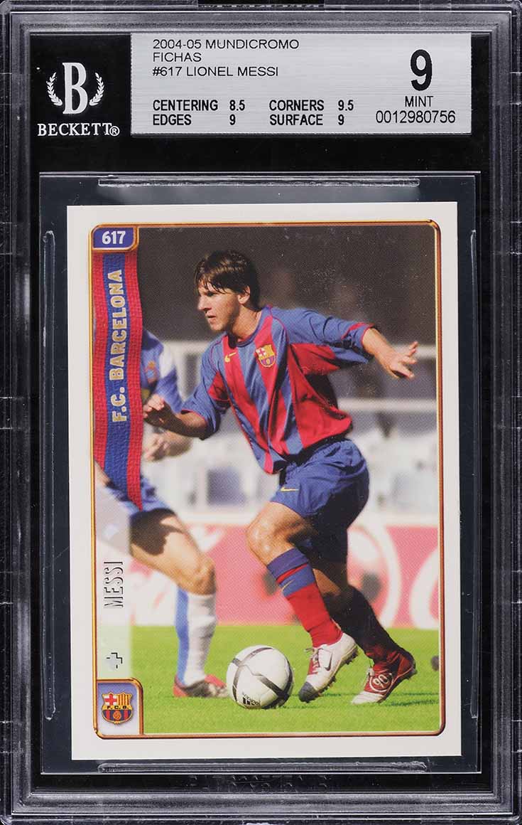 2004 Mundi Cromo Liga Soccer Lionel Messi ROOKIE RC #617 BGS 9 MINT