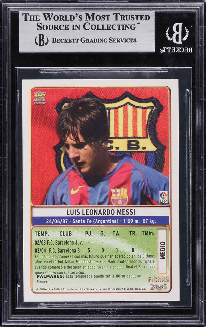 2004 Mundi Cromo Liga Soccer Lionel Messi ROOKIE RC #617 BGS 9 MINT