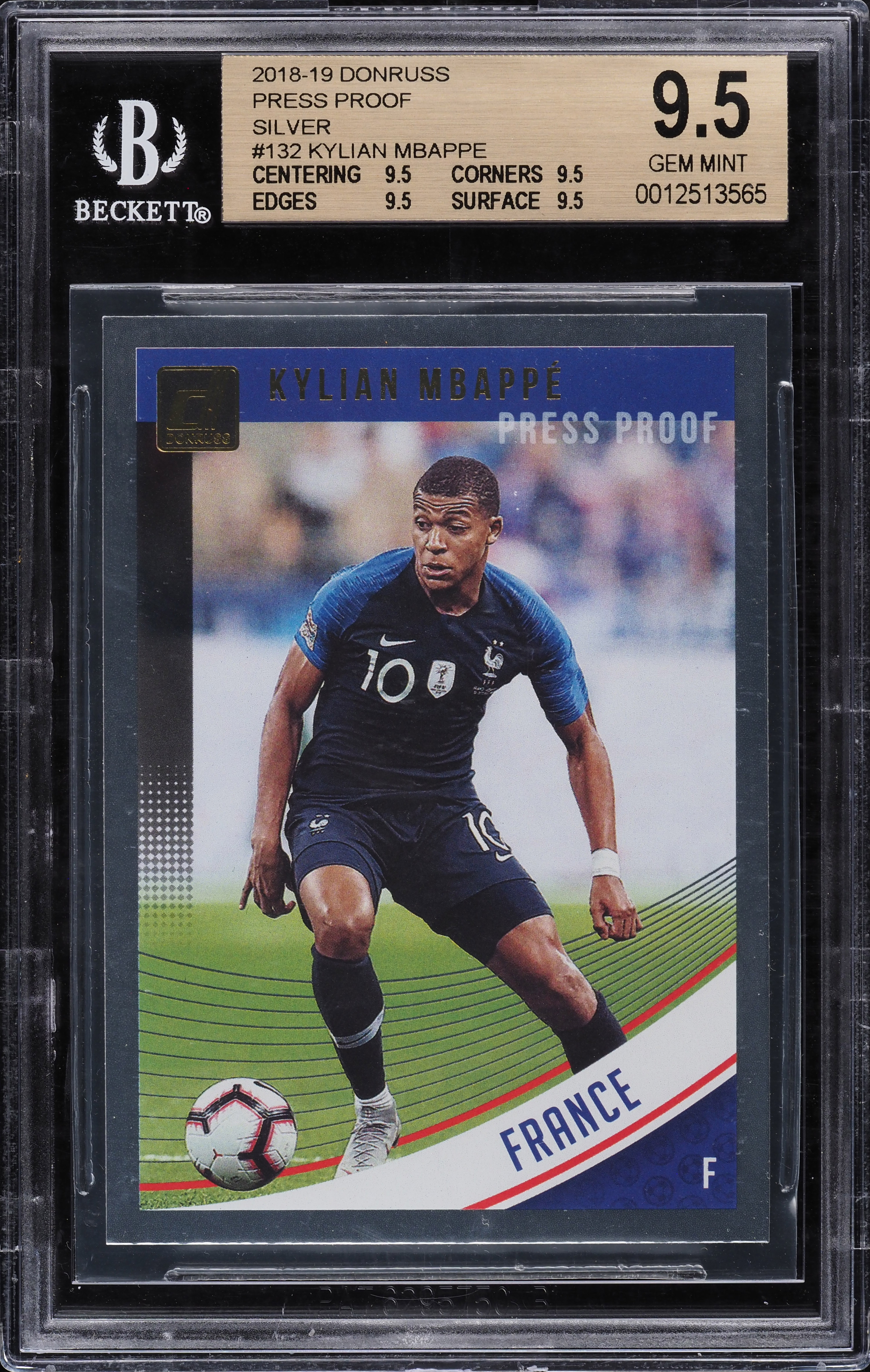 2018 Donruss Press Proof Silver Kylian Mbappe ROOKIE #132 BGS 9.5