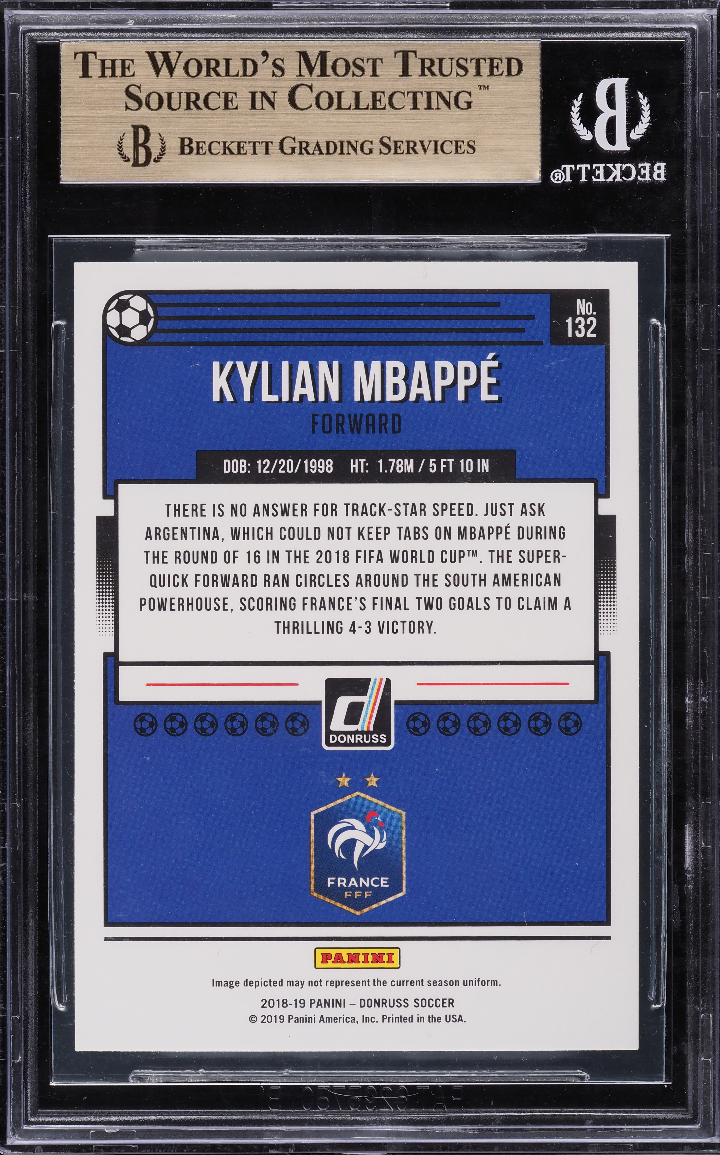 2018 Donruss Press Proof Silver Kylian Mbappe ROOKIE #132 BGS 9.5