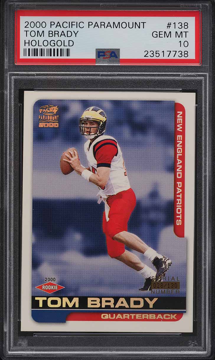 2000 Pacific Paramount Holo Gold Tom Brady ROOKIE /130 #138 PSA 10 GEM MINT