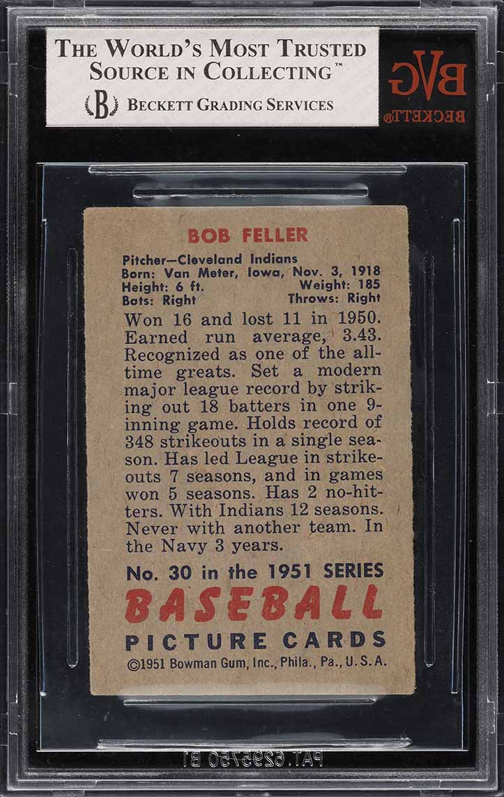 1951 Bowman Bob Feller #30 BVG 4 VGEX