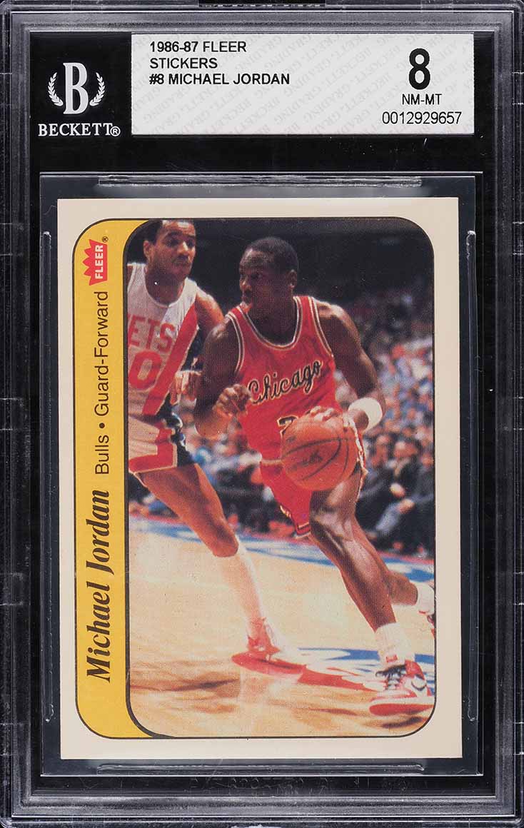1986 Fleer Sticker Michael Jordan ROOKIE #8 BGS 8 NM-MT