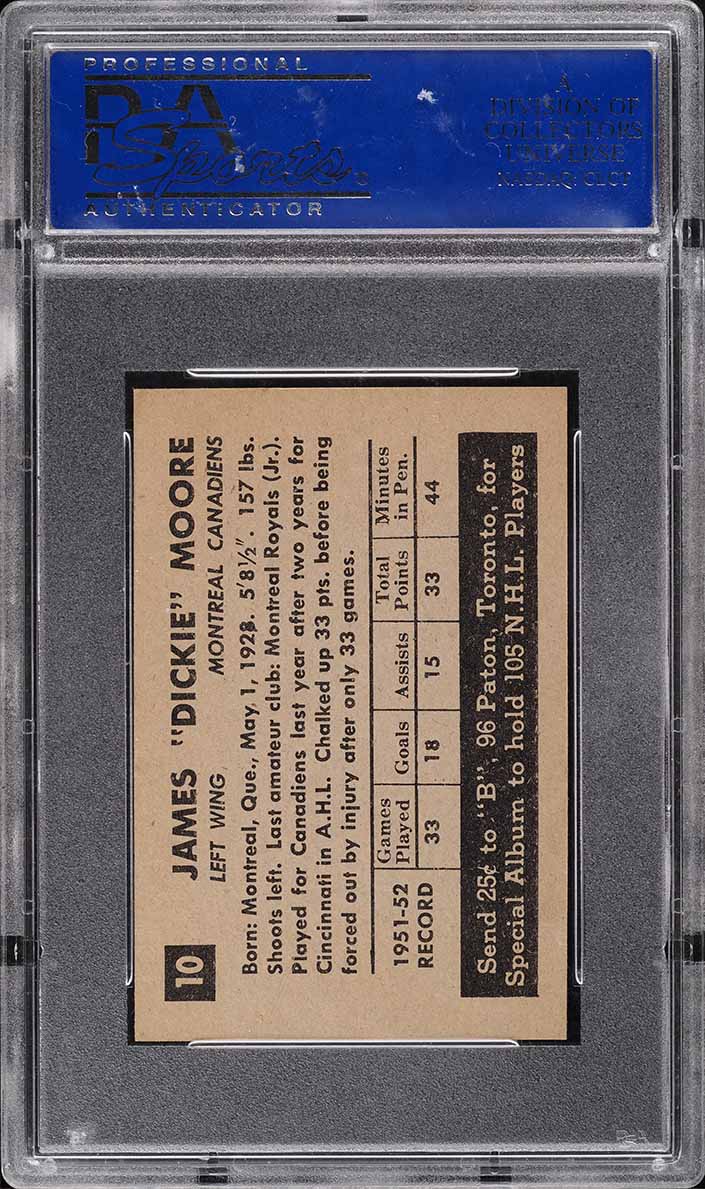 1952 Parkhurst Dickie Moore ROOKIE #10 PSA 8 NM-MT