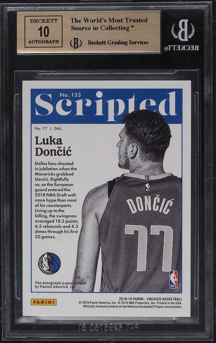 2018 Panini Encased Luka Doncic ROOKIE RC AUTO /75 BGS 9.5 GEM MINT