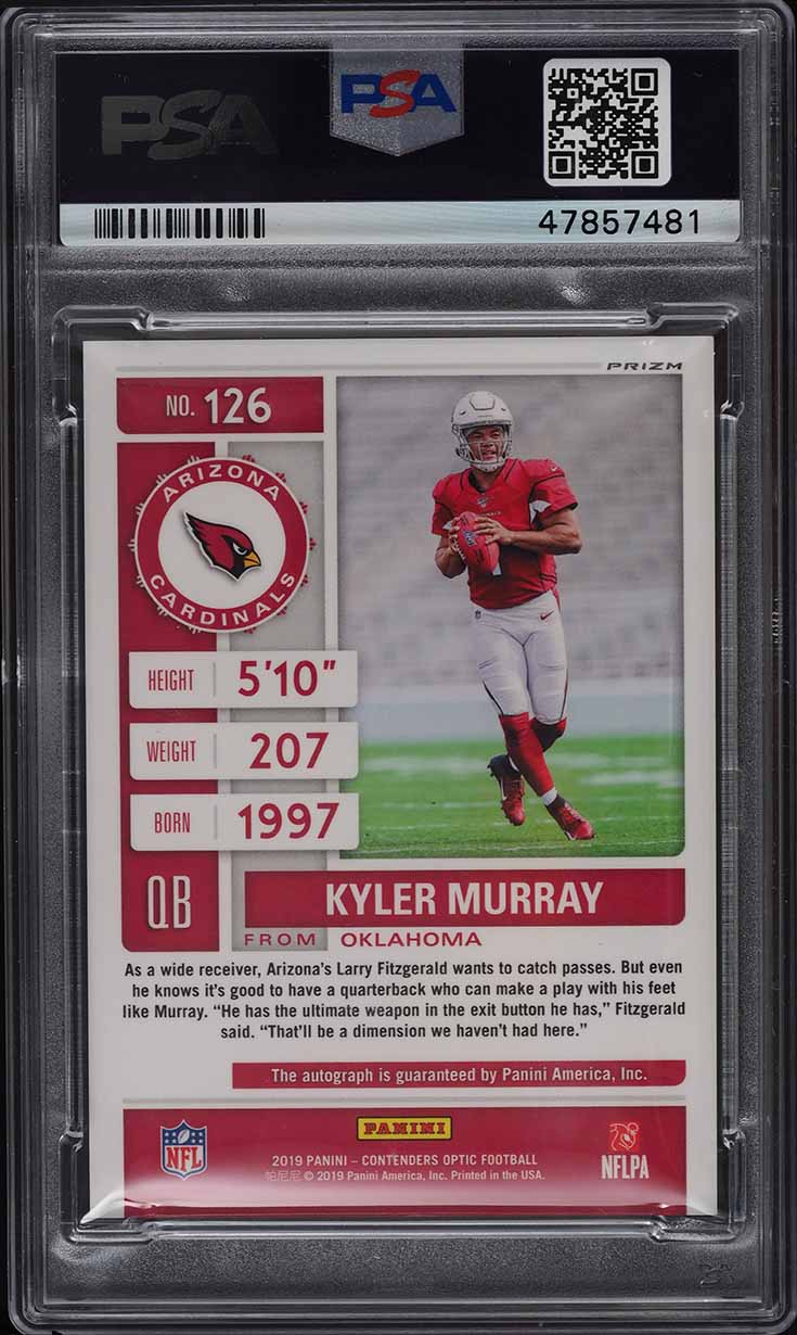 2019 Panini Contenders Optic Kyler Murray ROOKIE AUTO #126 PSA 10