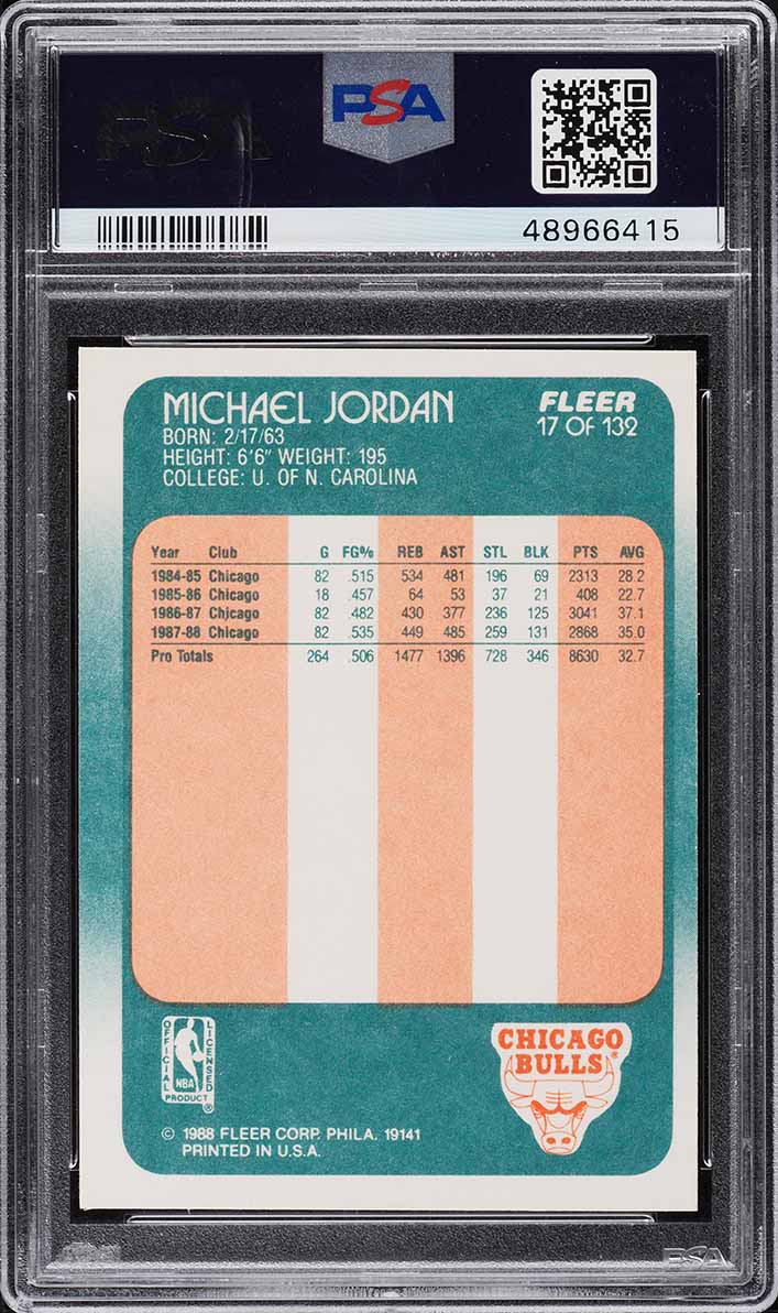 1988 Fleer Basketball Michael Jordan #17 PSA 8 NM-MT