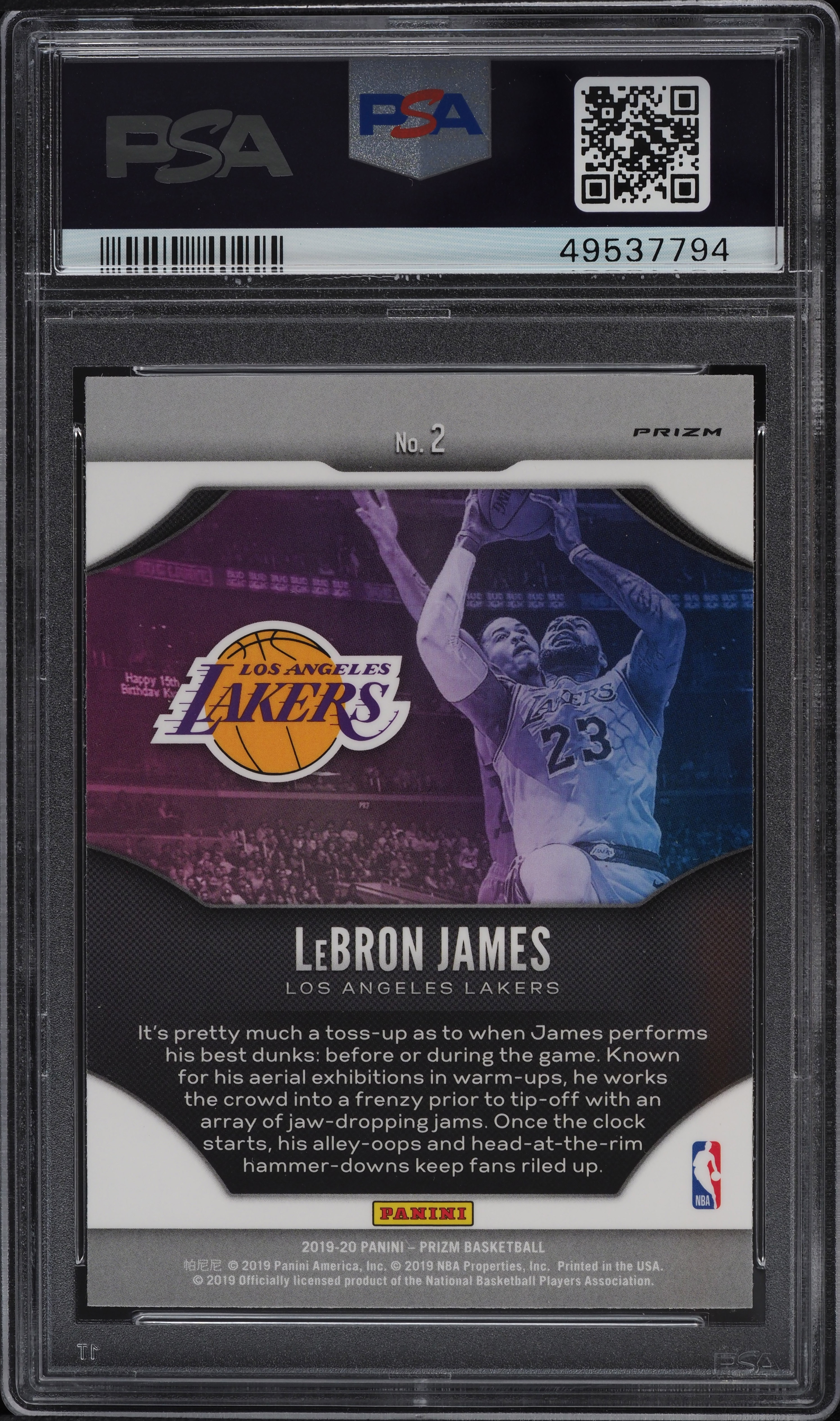 2019 Panini Prizm Fireworks Fast Break LeBron James #2 PSA 10 GEM