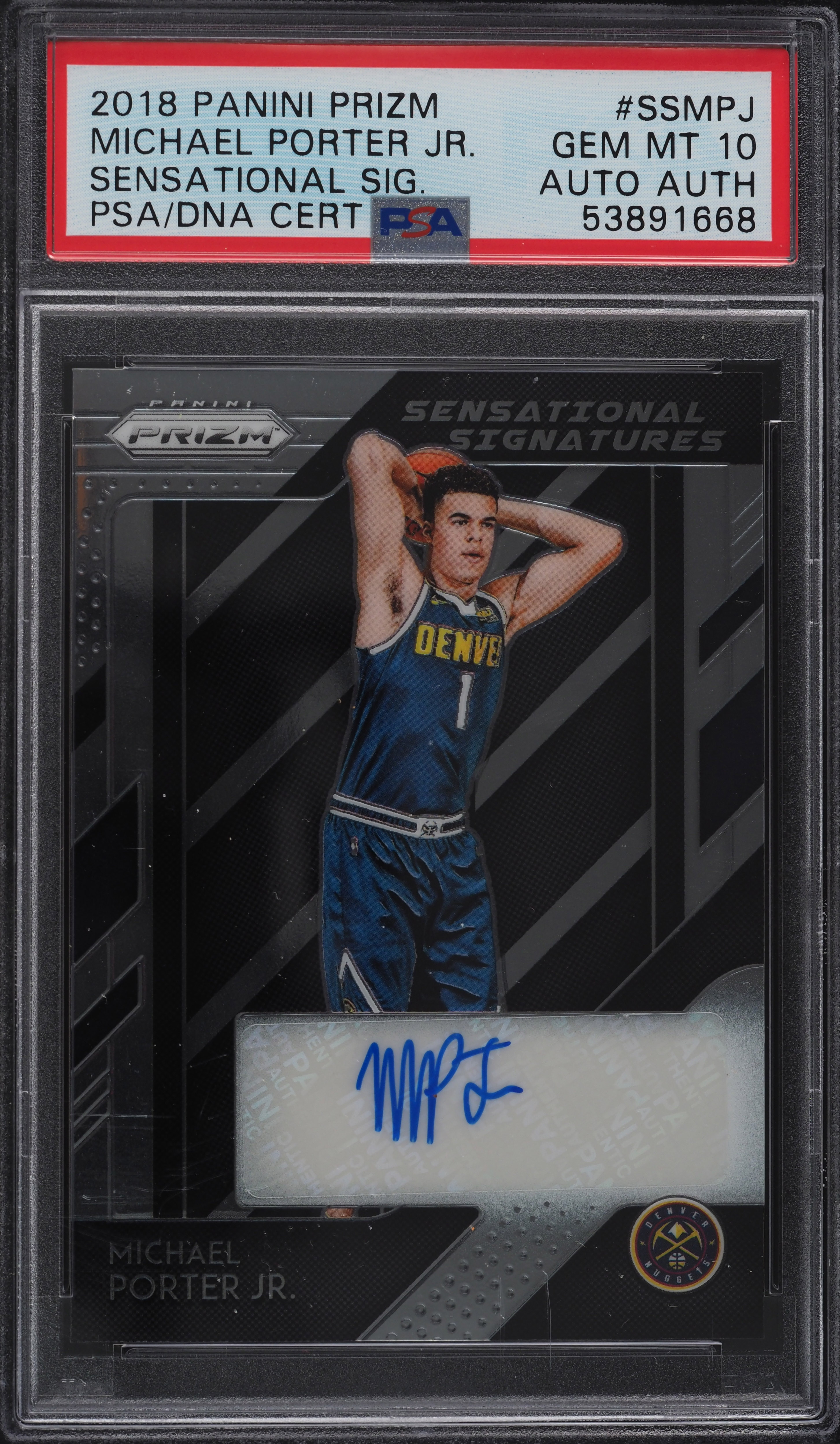 PSAサインルーキーMICHAEL PORTER JR RC HOLO AUTO 2018 Panini Prizm Sensational Michael Porter Jr. ROOKIE RC PSA/DNA