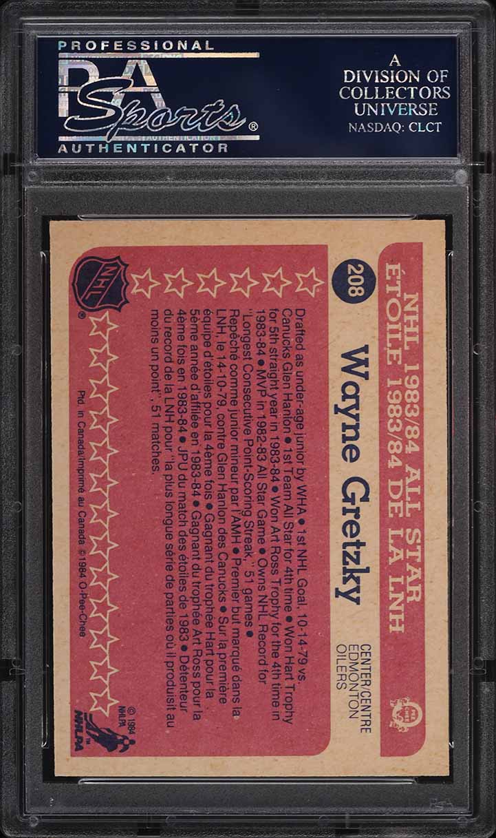 1984 O-Pee-Chee Hockey Wayne Gretzky ALL-STAR #208 PSA 10 GEM MINT