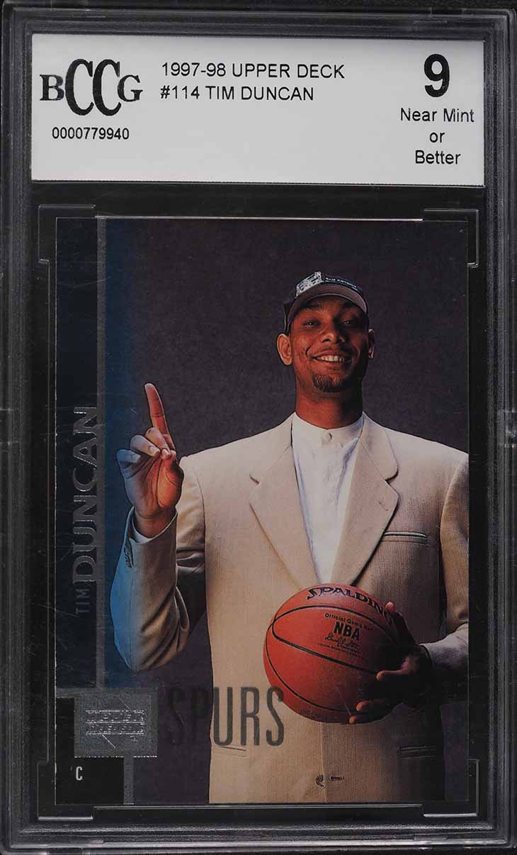 1997 Upper Deck Basketball Tim Duncan ROOKIE #114 BCCG 9