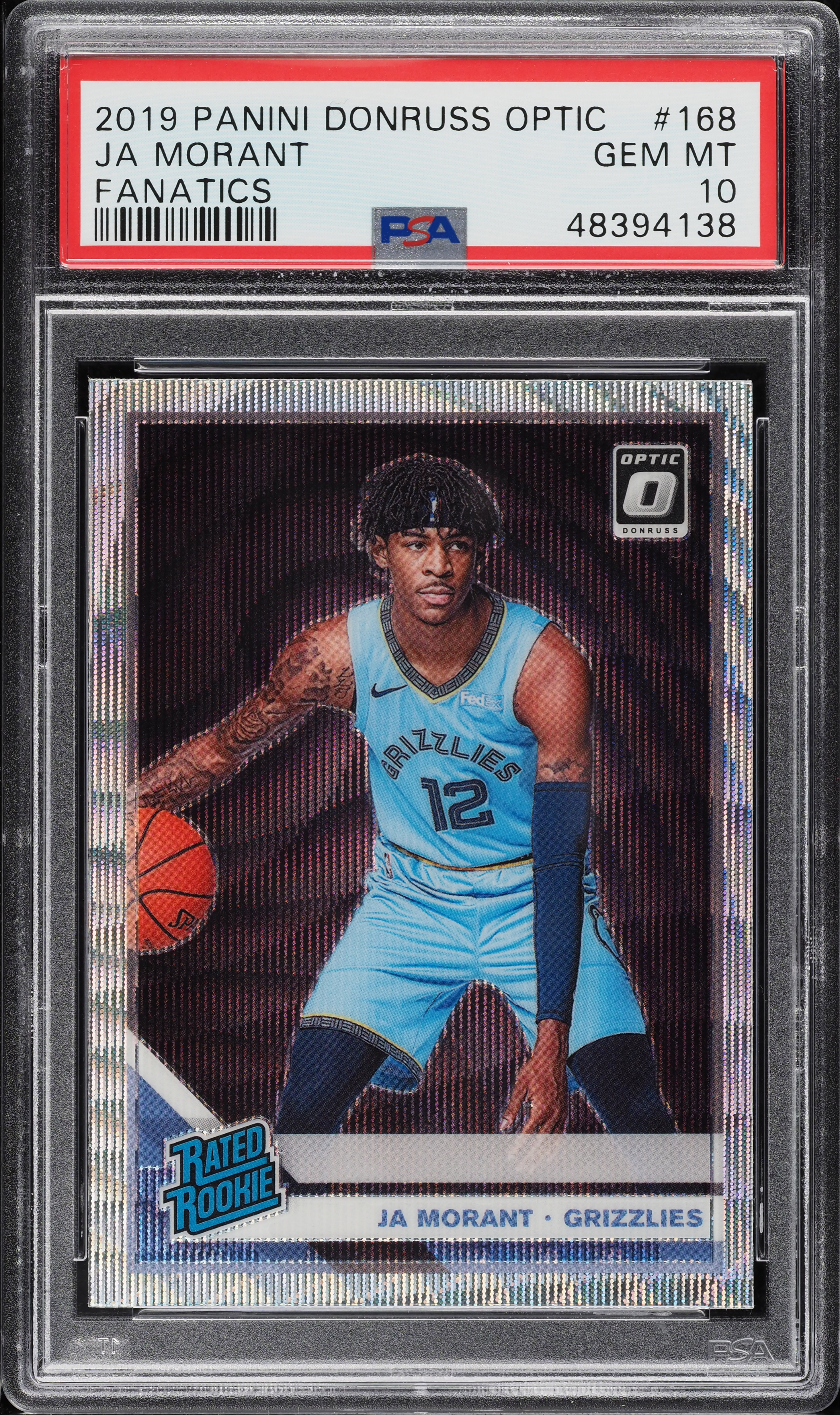2019 Donruss Optic Fanatics Ja Morant ROOKIE #168 PSA 10 GEM MINT