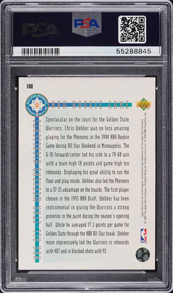 1993 Upper Deck SE Chris Webber ROOKIE #186 PSA 10 GEM MINT