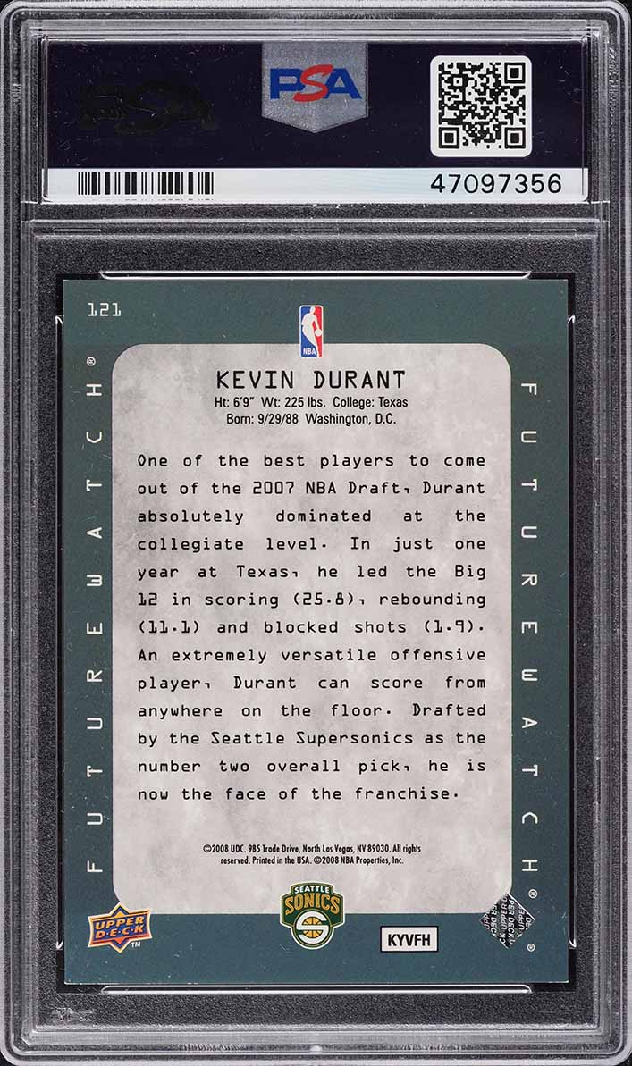2007 SP Rookie Edition Future Watch Kevin Durant ROOKIE #121 PSA 8 NM-MT