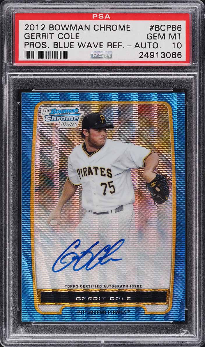 2012 Bowman Chrome Blue Wave Refractor Gerrit Cole ROOKIE AUTO /50 PSA 10 GEM