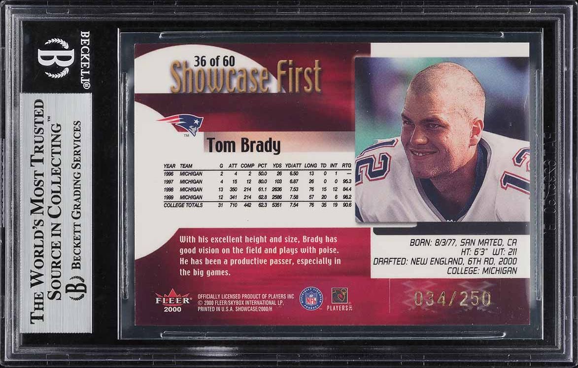 2000 Fleer Showcase Firsts Tom Brady ROOKIE /250 #36 BGS 9 MINT