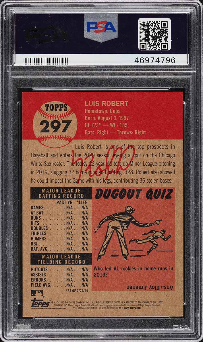 2020 Topps Living Luis Robert ROOKIE #297 PSA 10 GEM MINT