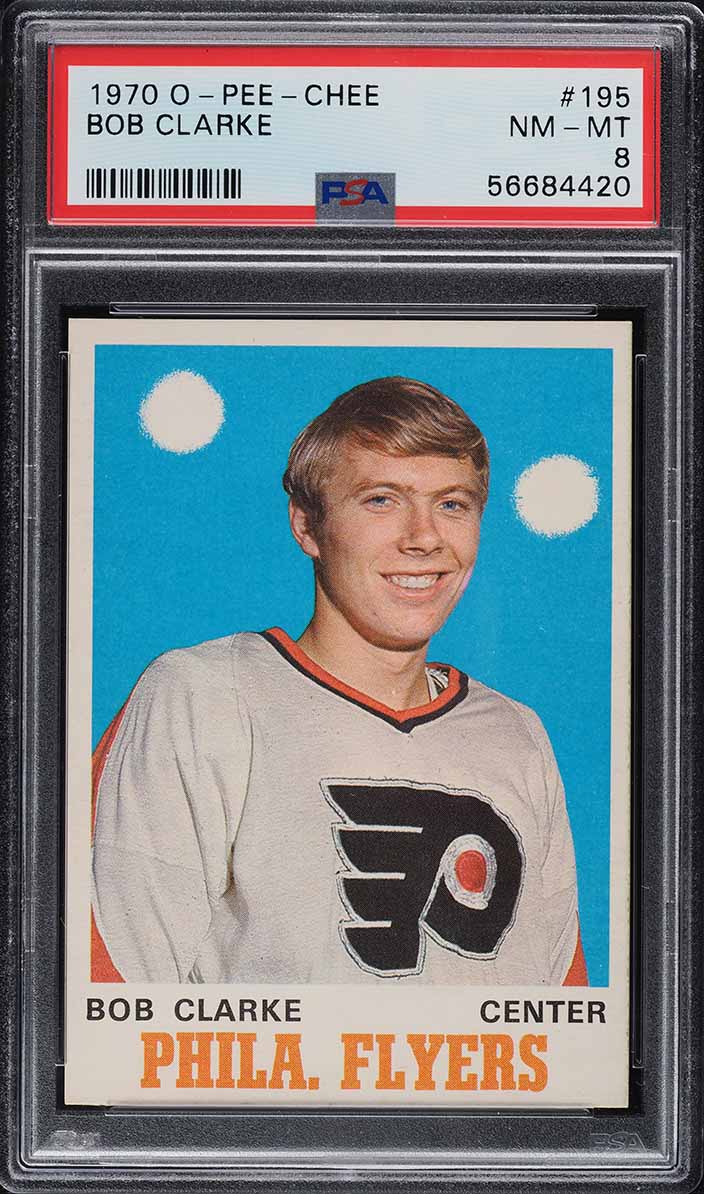 1970 O-Pee-Chee Hockey Bob Clarke ROOKIE #195 PSA 8 NM-MT