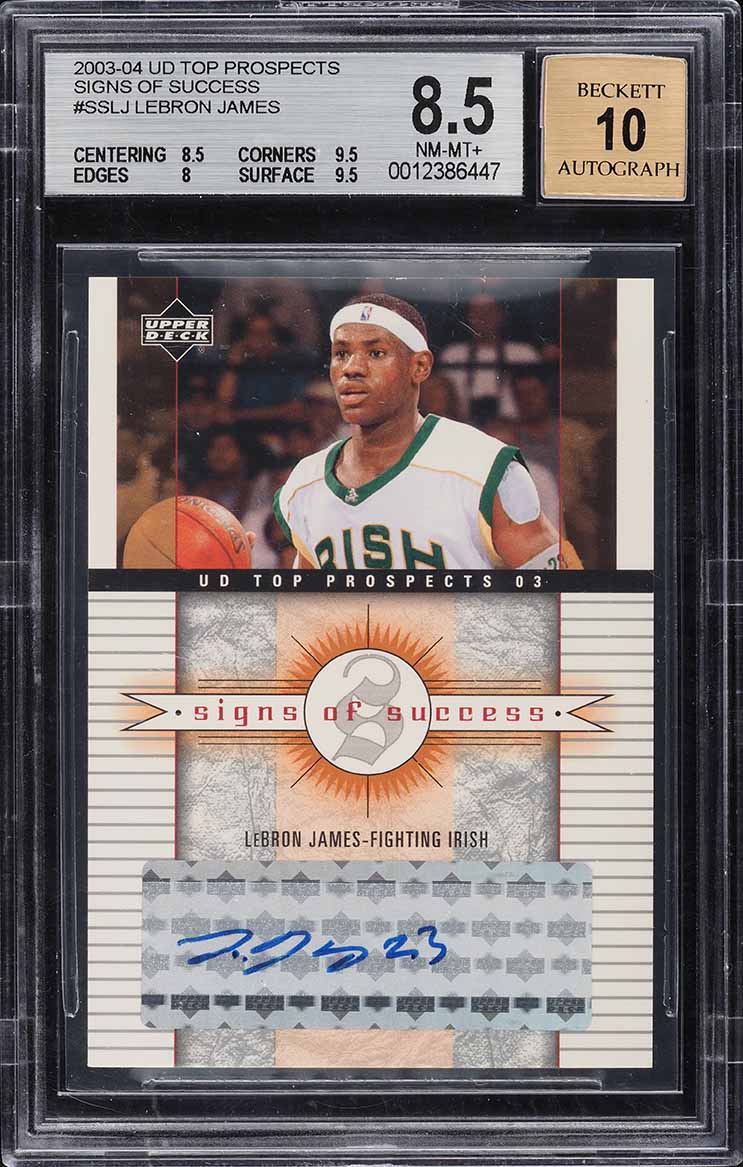 2003 Upper Deck Top Prospects Signs Success LeBron James ROOKIE RC AUTO BGS 8.5
