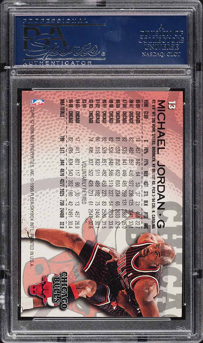 1996 Fleer Basketball Michael Jordan #13 PSA 10 GEM MINT