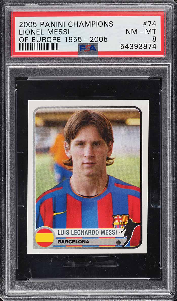 2005 Panini Champions Of Europe '55-'05 Lionel Messi #74 PSA 8 NM-MT
