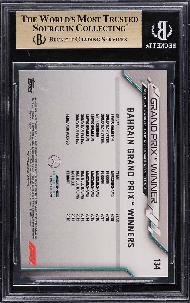 2020 Topps Chrome Formula 1 F1 Grand Prix Lewis Hamilton #134 BGS 9.5 GEM MINT