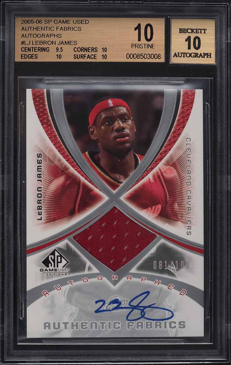 2005 SP Game Used Authentic LeBron James PATCH AUTO /100 #LJ BGS 10 PRISTINE