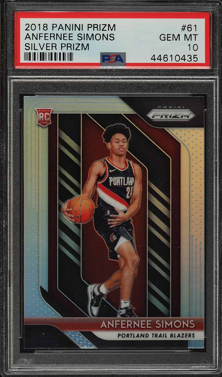 2018 Panini Prizm Silver Prizms Anfernee Simons ROOKIE RC #61 PSA