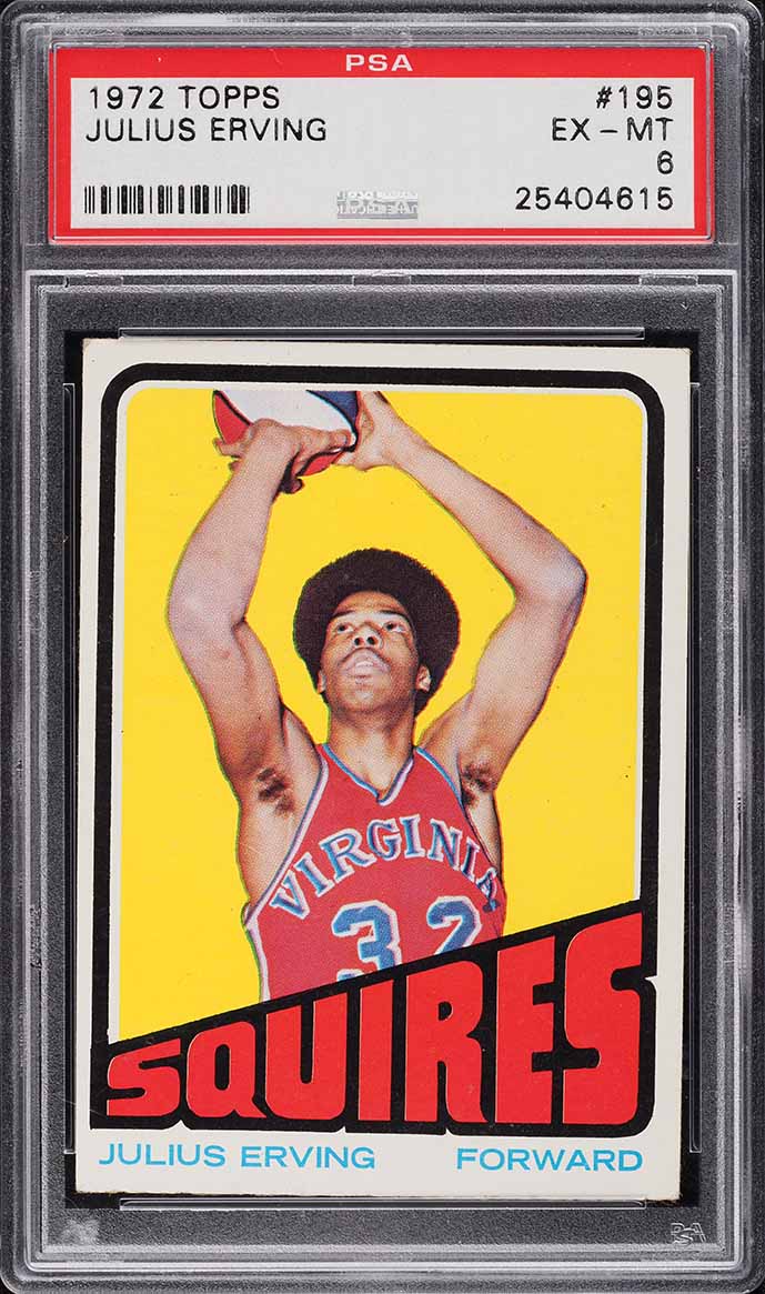 1972 Topps Basketball Julius Erving ROOKIE #195 PSA 6 EXMT
