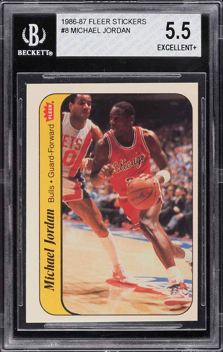 1986 Fleer Sticker Michael Jordan ROOKIE #8 BGS 5.5 EX+